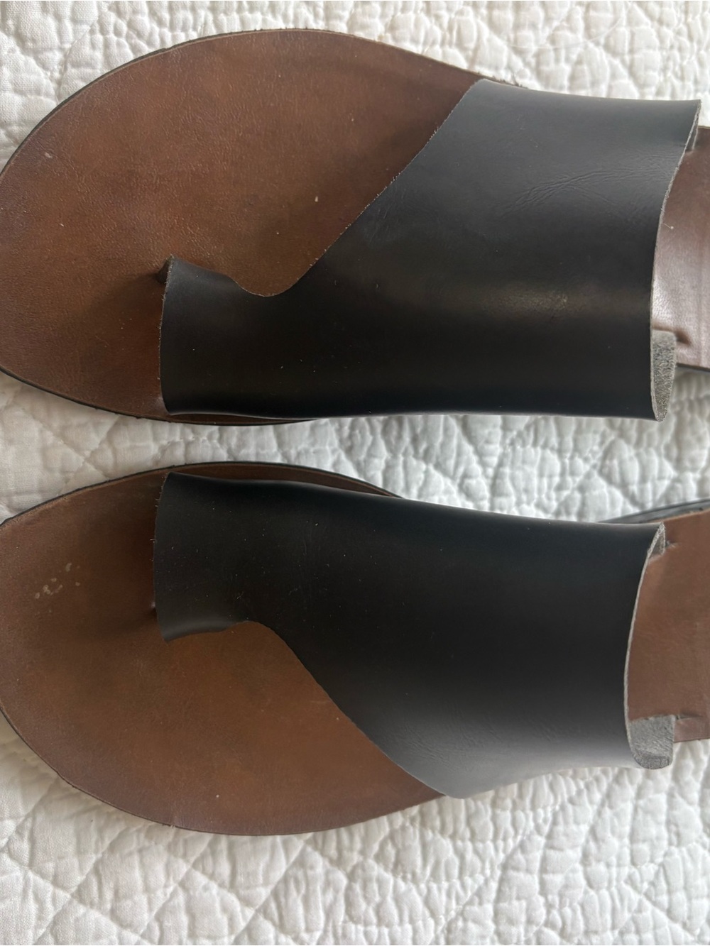 Women’s Black Leather Slide Sandals - Modern Toe Loop